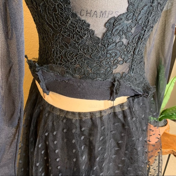 Tadashi ~ Vintage Black Lace and Tulle Dress - Picture 10 of 12